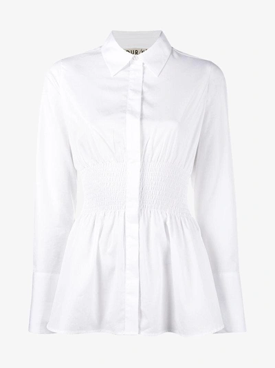 Shop Jour/né Smocked Waist Peplum Shirt In White
