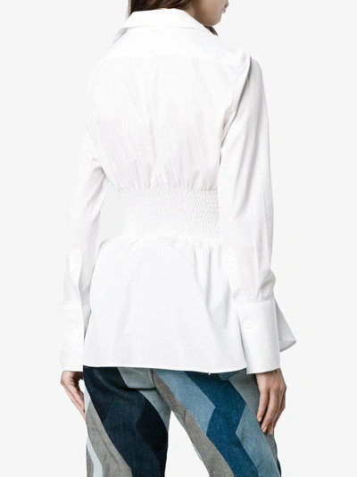 Shop Jour/né Smocked Waist Peplum Shirt In White