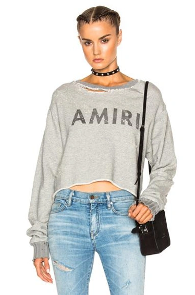 Shop Amiri Cropped Sweatshirt In Grey