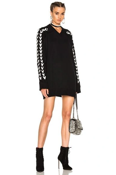 Shop Y/project Long Oversized Knitted V Neck Sweater In Black