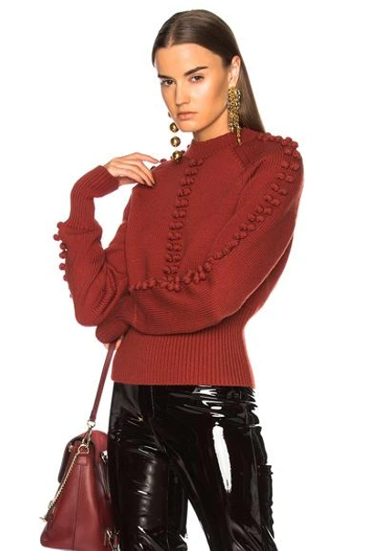 Shop Chloé Bobble Knit Crew Neck Sweater In Red. In Bossa Nova Red