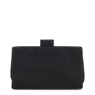 Shop Roger Vivier Soft Flowers Clutch In Fabric In Black