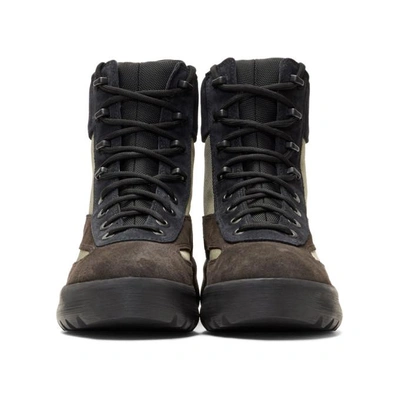 Shop Yeezy Black And Beige Military Boots In Oil/military Light/g