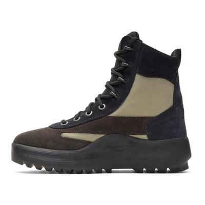 Shop Yeezy Black And Beige Military Boots In Oil/military Light/g