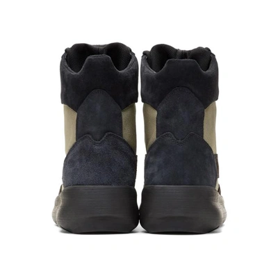 Shop Yeezy Black And Beige Military Boots In Oil/military Light/g