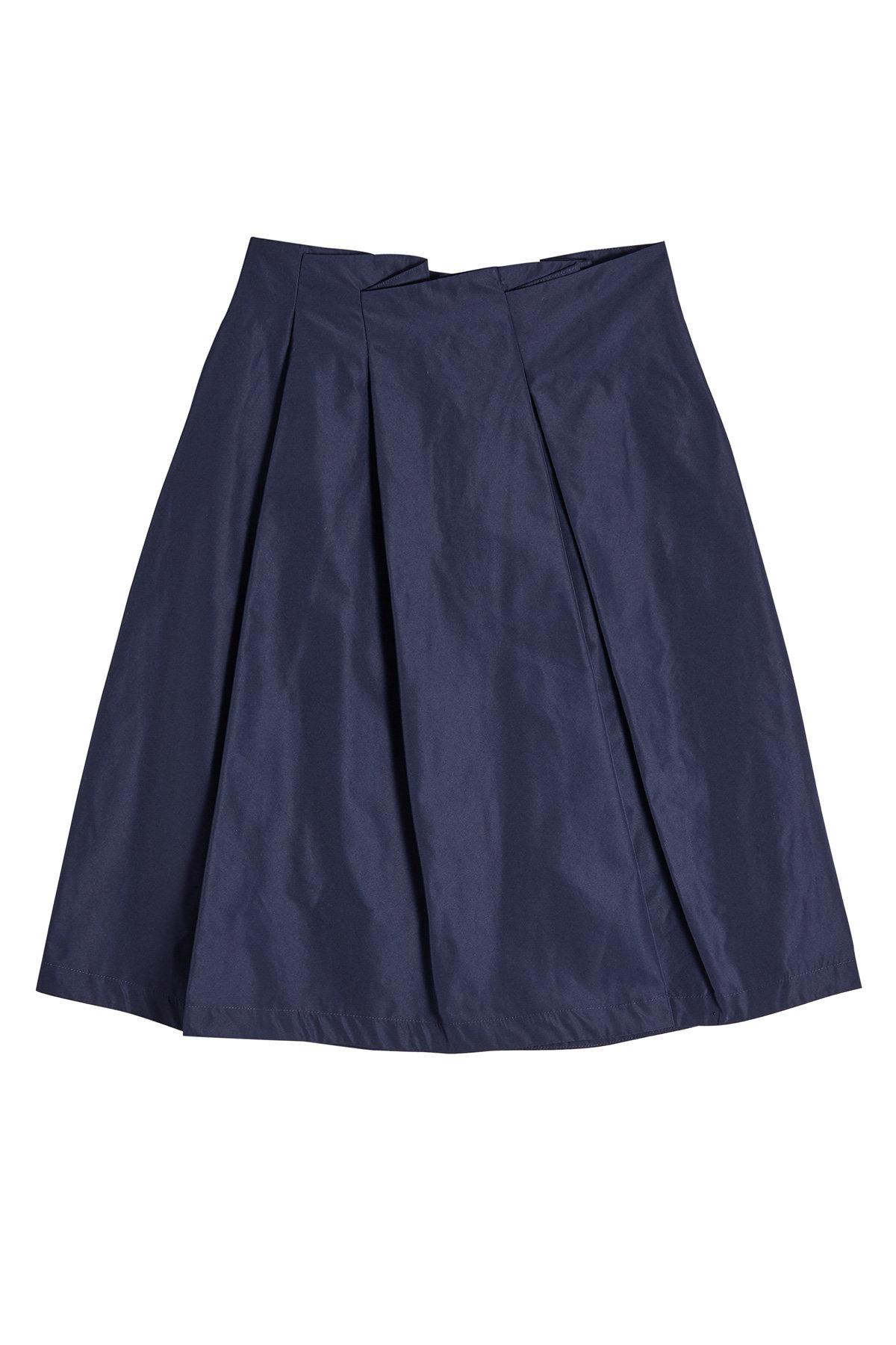 Jil Sander Navy Pleated Mini Skirt In Blue | ModeSens
