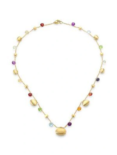 Shop Marco Bicego Paradise Semi-precious Multi-stone Graduated Short Necklace In Yellow Gold