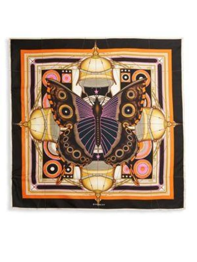 Shop Givenchy Butterfly Twill Foulard In Brown Multi