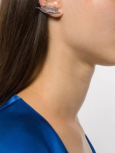 Shaun Leane White Feather Diamond Earrings In Metallic