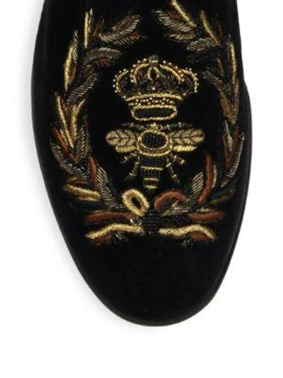 Shop Dolce & Gabbana Embroidered Velvet Loafers In Black