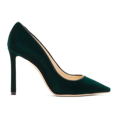 Shop Jimmy Choo Green Velvet Romy Heels