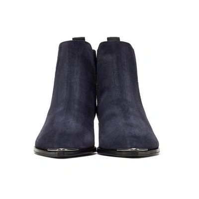 Shop Acne Studios Navy Suede Jensen Boots