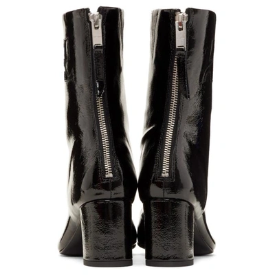 Shop Courrèges Black Vinyl Leather Logo Boots