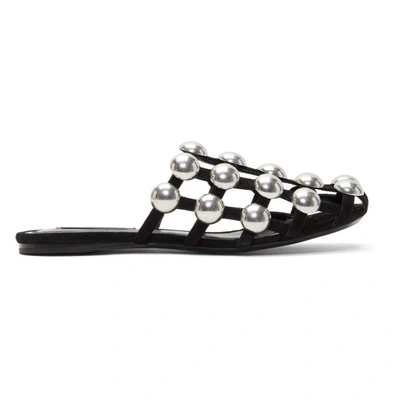 Shop Alexander Wang Black Suede Amelia Cage Slippers