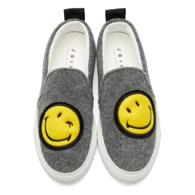 Shop Joshua Sanders Grey Felt Smile Sneakers