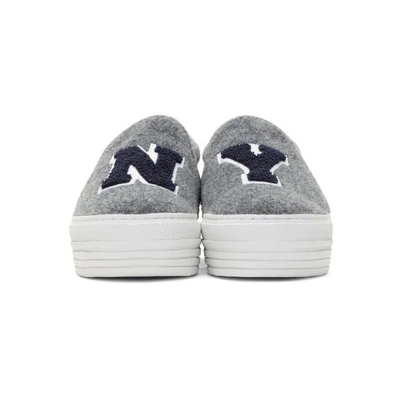 Shop Joshua Sanders Grey Felt 'ny' Platform Slip-on Sneakers