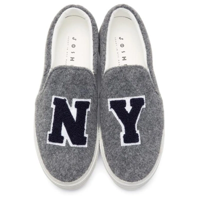 Shop Joshua Sanders Grey Felt 'ny' Platform Slip-on Sneakers