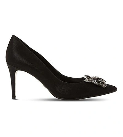 Shop Dune Betti Suede Embellished Courts In Black-metallic
