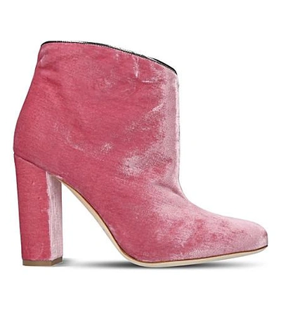 Shop Malone Souliers Eula Velvet Heeled Boots In Pale Pink