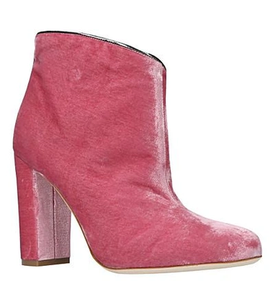 Shop Malone Souliers Eula Velvet Heeled Boots In Pale Pink
