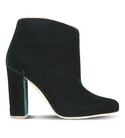 Shop Malone Souliers Eula Velvet Heeled Boots In Dark Green