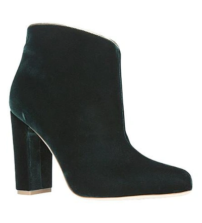 Shop Malone Souliers Eula Velvet Heeled Boots In Dark Green