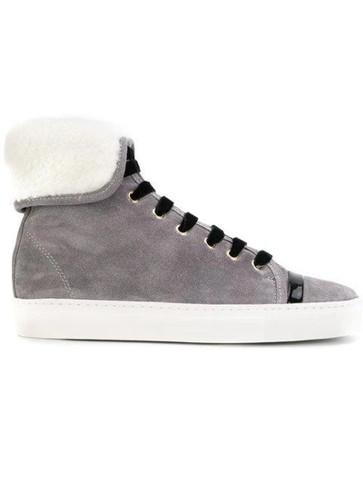 Shop Lanvin Shearling Hi-top Sneakers - Grey