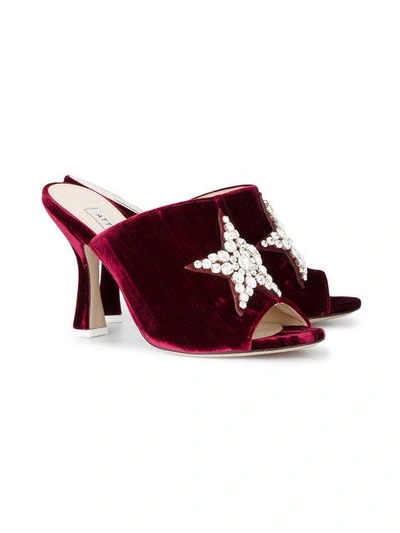 Shop Attico Burgundy Velvet Debbie Crystal 115 Mules In Red