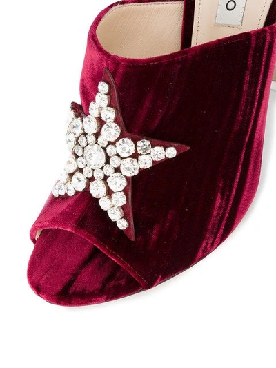 Shop Attico Burgundy Velvet Debbie Crystal 115 Mules In Red