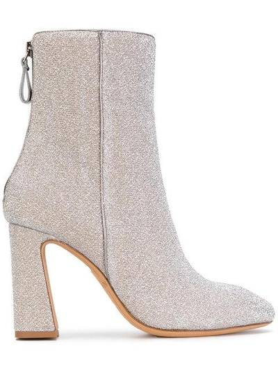 Shop Alexandre Birman Metallic Heeled Ankle Boots