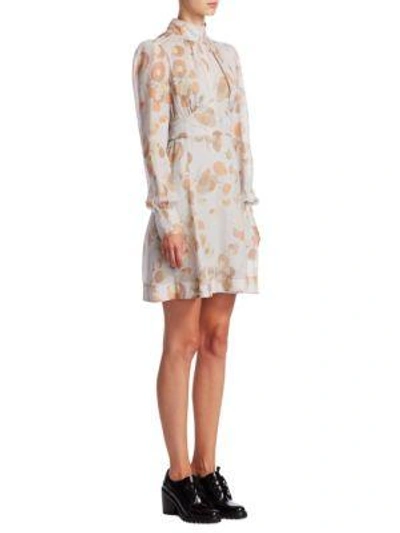 Marc Jacobs Floral Cotton-silk Tie-waist Dress In Grey Mult