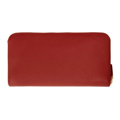 Shop Prada Red Continental Zip Around Wallet