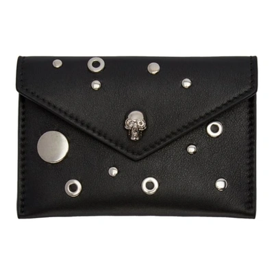 Shop Alexander Mcqueen Black Skull & Studs Envelope Card Holder