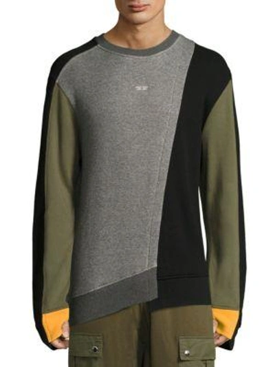 Shop Mostly Heard Rarely Seen Colorblocked Cotton Sweatshirt In Grey