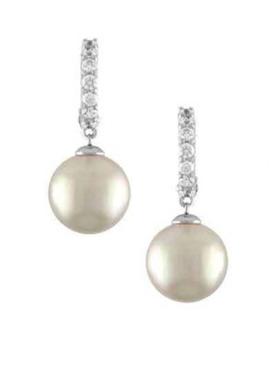 Shop Majorica 12mm Pearl Hoop Earrings In Silver
