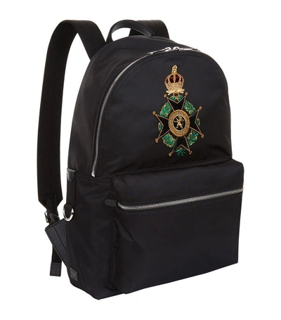 Shop Dolce & Gabbana Embroidered Coat Of Arms Backpack In Multi