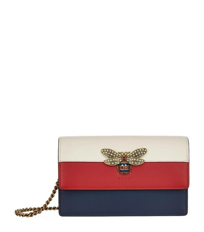 Shop Gucci Queen Margaret Shoulder Bag In Blue/hibiscus Red