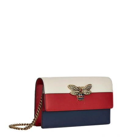 Shop Gucci Queen Margaret Shoulder Bag In Blue/hibiscus Red