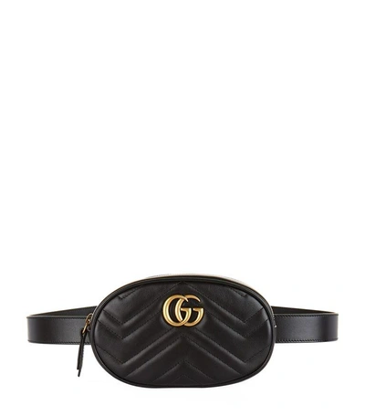 Shop Gucci Marmont Chevron Belt Bag In Black