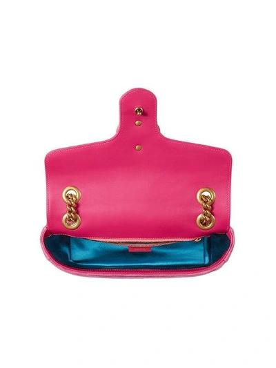 Shop Gucci Gg Marmont Chevron Velvet Shoulder Bag In Pink
