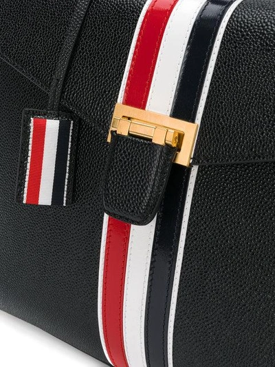 Shop Thom Browne Schultertasche Mit Logo-streifen In Black