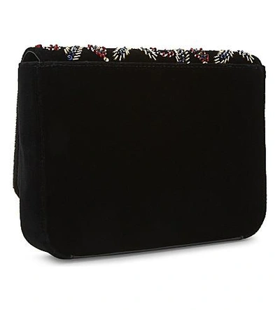 Shop Loeffler Randall Sequin-leaf Velvet Cross-body Bag In Black Multi