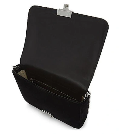 Shop Loeffler Randall Sequin-leaf Velvet Cross-body Bag In Black Multi