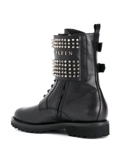 Shop Philipp Plein Studded Buckle Boots In Black