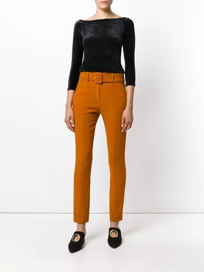 Shop Theory Cigarette Belted Trousers In Orange
