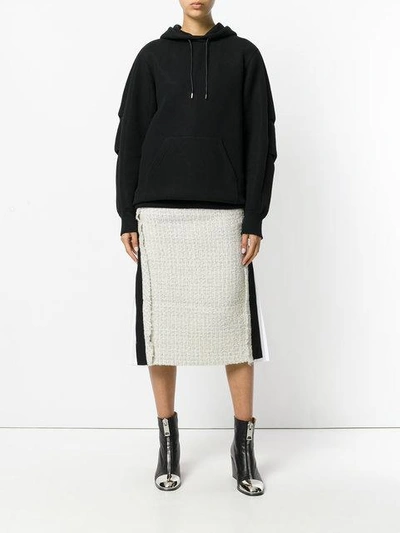 Shop Sacai Tweed Pencil Skirt - Neutrals