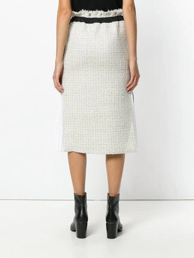 Shop Sacai Tweed Pencil Skirt - Neutrals