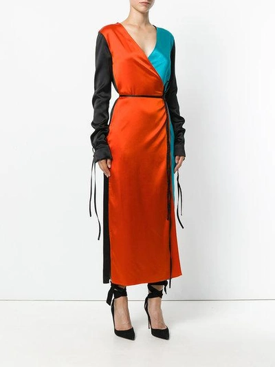 Shop Attico Colour Block Dress In Black