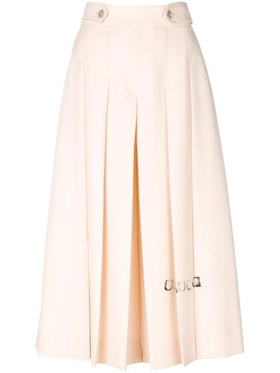 Shop Gucci Pleated Wide Leg Trousers In Pink/purple