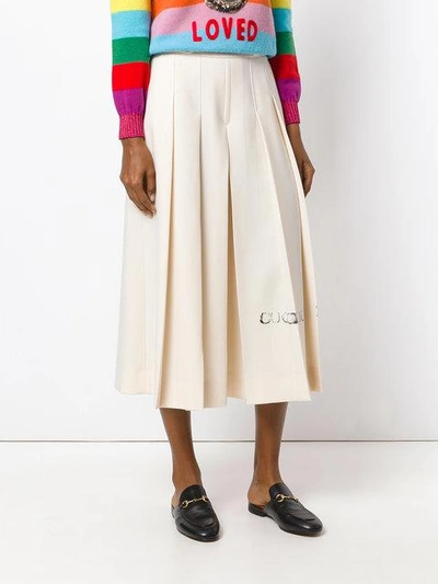 Shop Gucci Pleated Wide Leg Trousers In Pink/purple